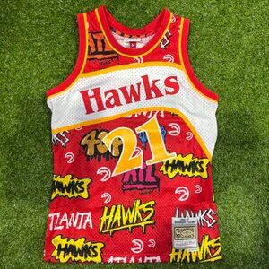 86-87 Dominique Wilkins #21 Hawks Mens Mitchell & Ness Swingman Slap Jersey $155